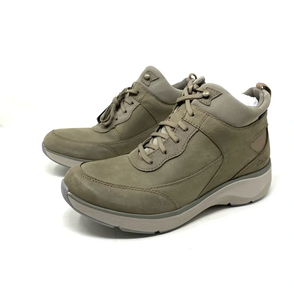 Clarks Wave 2.0 Mid Boots Sage Leather Women’s 10W New Waterproof Comfort